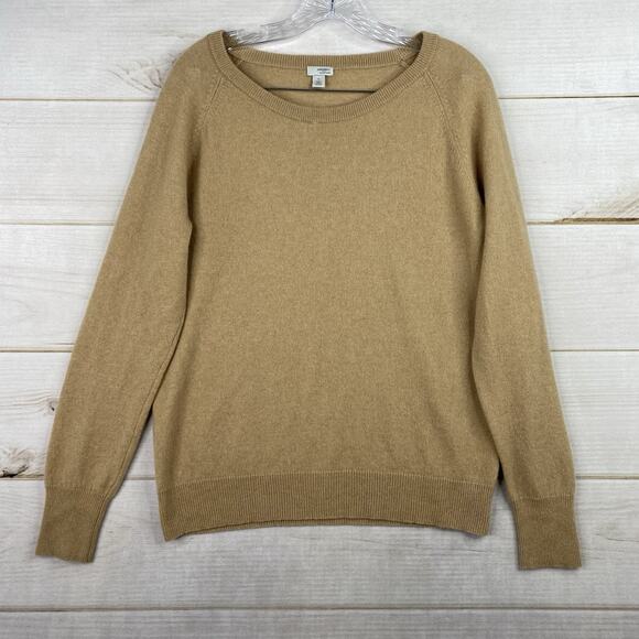 Halogen Sweater XL Tan Cashmere Crew Neck Pullover Soft Knit Boat Neck Classic - Picture 1 of 7